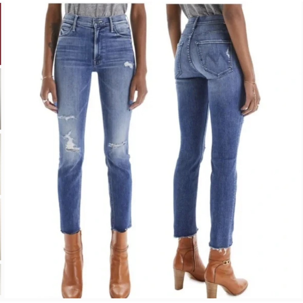 MOTHER Mid Rise Dazzler Ankle Fray Jeans